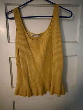 PrettyGarden Yellow Ruffle-Hem Knit Tank